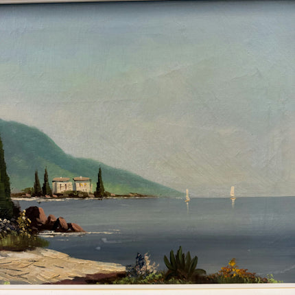 Traditional Seascape Oil Painting "Coastal Villa" Expressive Large Art Holland Art Shop