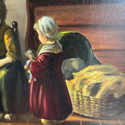 Vintage Figurative Oil Painting "Seated Children" Original Dutch Art Holland Art Shop