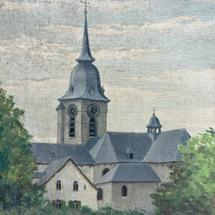Vintage Scenery Oil Painting "Village Church" Original Art Holland Art Shop