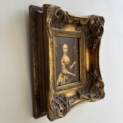 19th Century Antique Portrait Oil Painting "Young Woman" Small Art Holland Art Shop