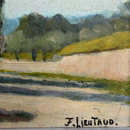 Traditional Landscape Oil Painting "Tall Cypress" Vintage Small Artwork Holland Art Shop