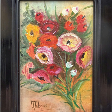 Vintage Flowery Still Life Oil Painting "Flower Bouquet" Classic Small Artwork Holland Art Shop