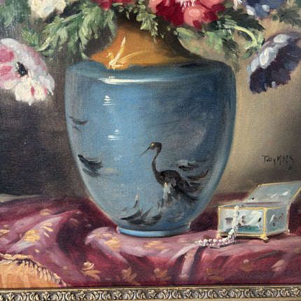 Vintage Oil Painting Floral Still Life "Flower Arrangement" Large Artwork Holland Art Shop