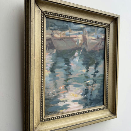 Timeless Harbor Scene Oil Painting "Painted Water" Rustic Art Holland Art Shop