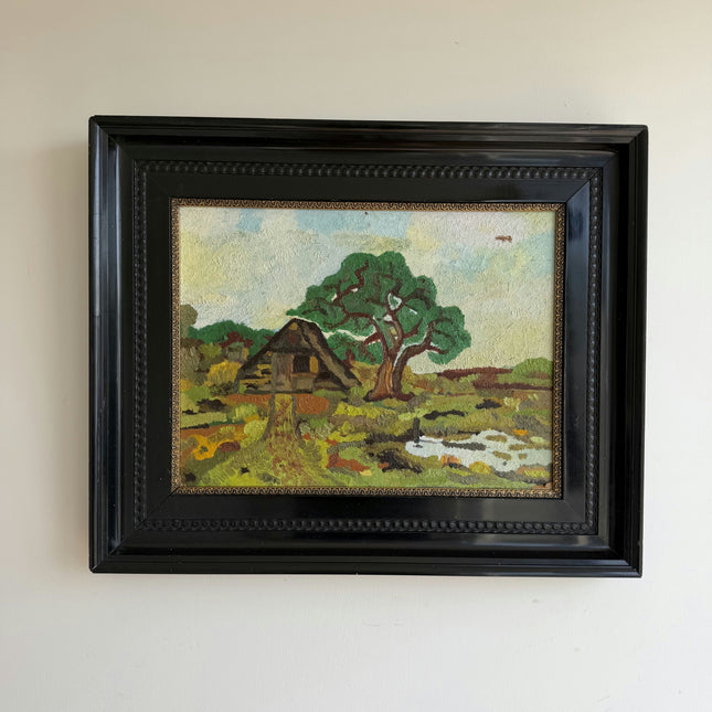Original Farm Oil Painting "Thatched Cottage" Traditional Art Holland Art Shop