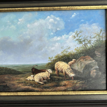 Rustic Animals Oil Painting "Grazing Sheep" Traditional Belgique Art Holland Art Shop