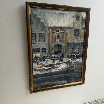 Refined Cityscape Oil Painting "Snowy Street" Classic Art Holland Art Shop