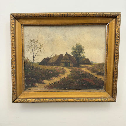 Vintage Farm Oil Painting "Thatched Cottage" Traditional Artwork Holland Art Shop