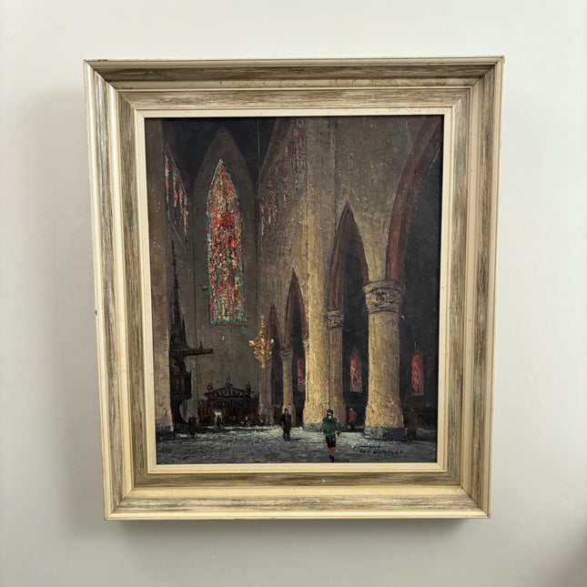Rustic Church Interior Oil Painting "Gothic Church" Refined Large Artwork Holland Art Shop