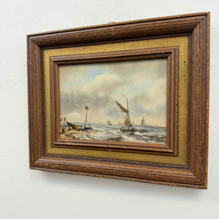 Timeless Seascape Oil Painting "Sailing Boat" Traditional Small Art Holland Art Shop