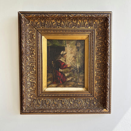 Handcrafted Interior Oil Painting "Seated Woman" Detailed Small Artwork Holland Art Shop