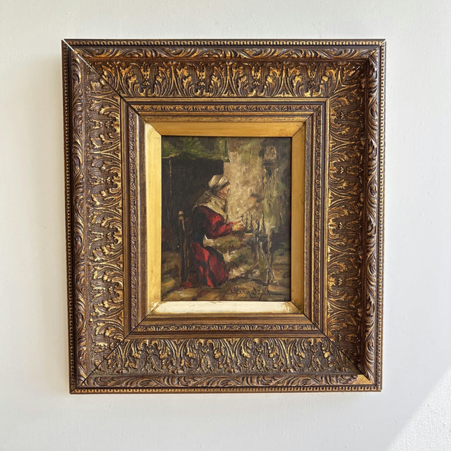 Handcrafted Interior Oil Painting "Seated Woman" Detailed Small Artwork Holland Art Shop