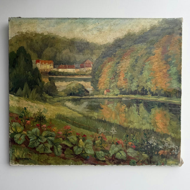 Refined Landscape Oil Painting "River Reflection" Original Art Holland Art Shop