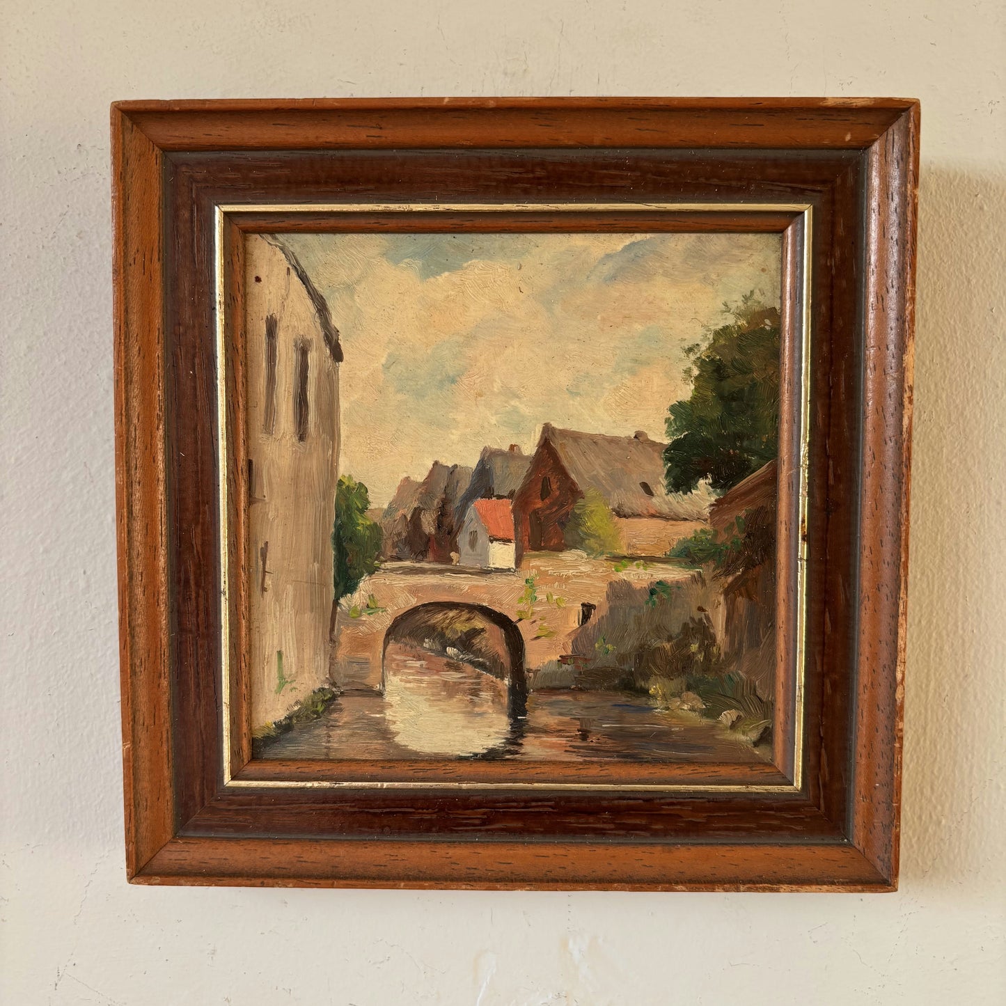 Intriguing Oil Painting "Stone Bridge" Original Small Art