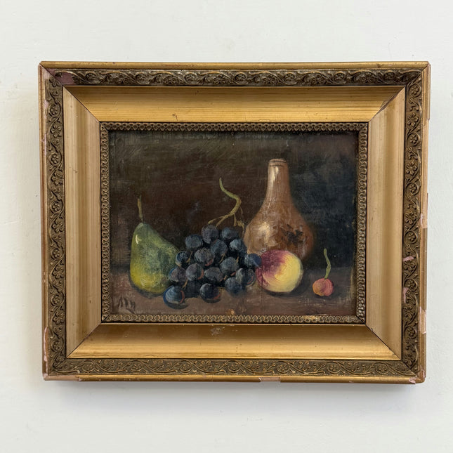 Antique Still Life Oil Painting "Fruit Bowl" Refined Small Artwork Holland Art Shop