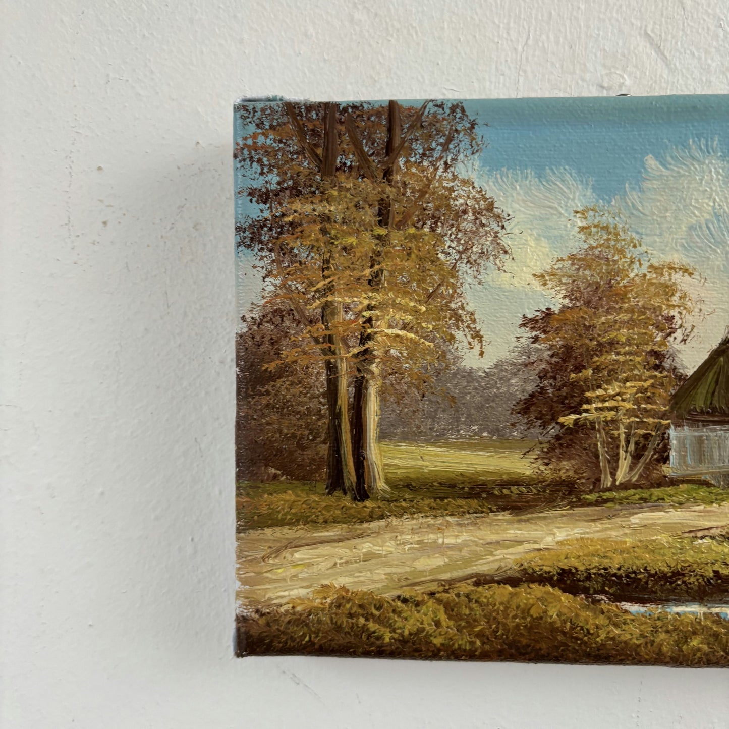 Traditional Oil Painting Landscape "Thatched Cottage" Classic Small Artwork
