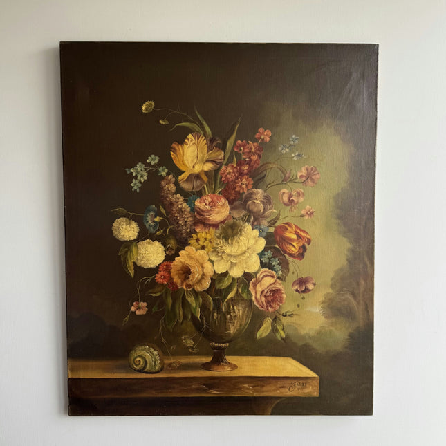 Classic Floral Still Life Oil Painting "Flower Vase" Vintage Large Art Holland Art Shop