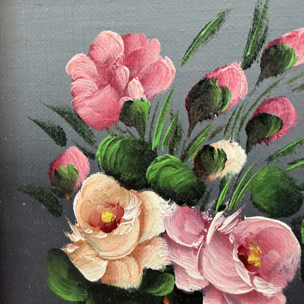 Original Flowery Still Life Oil Painting "Pink Bouquet" Detailed Small Art Holland Art Shop