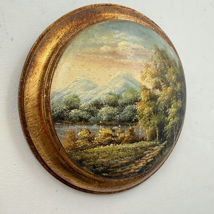 Classic Landscape Oil Painting "Oval Painting" Original Small Artwork Holland Art Shop