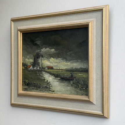 Classic Landscape Oil Painting "Windmill Tower" Expressive Artwork Holland Art Shop