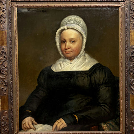 19th Century Antique Portrait Oil Painting "Seated Woman" Large Artwork Holland Art Shop