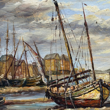 Traditional Seascape Oil Painting "Fishing Boat" Refined Small Artwork Holland Art Shop