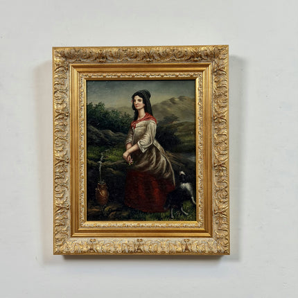 Traditional Portrait Oil Painting "Seated Woman" Vintage Small Artwork Holland Art Shop