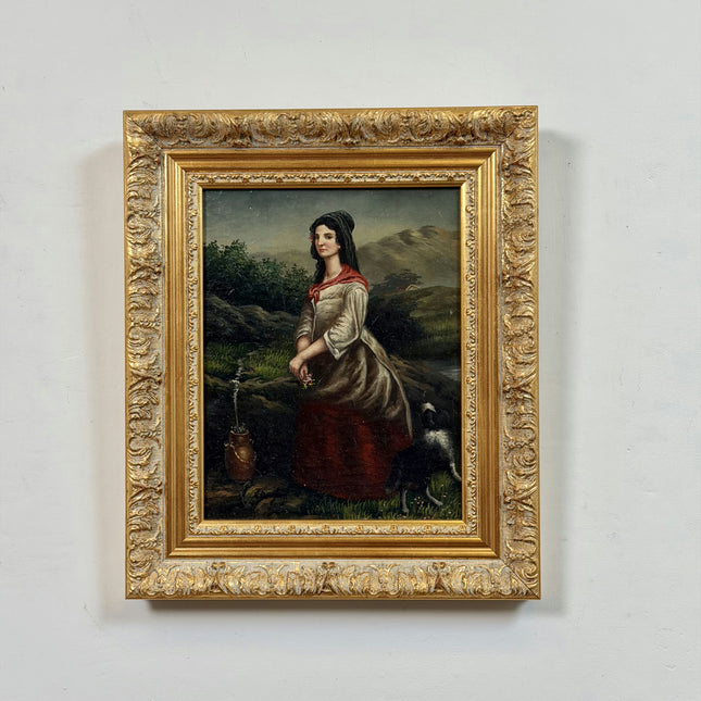Traditional Portrait Oil Painting "Seated Woman" Vintage Small Artwork Holland Art Shop