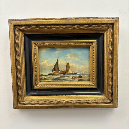 Refined Seascape Oil Painting "Sailing Boat" Detailed Small Art Holland Art Shop