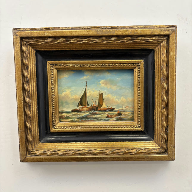 Refined Seascape Oil Painting "Sailing Boat" Detailed Small Art Holland Art Shop