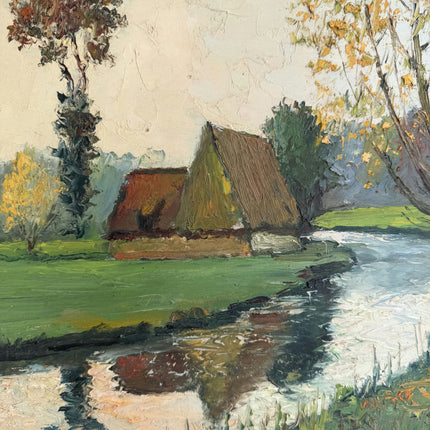 Detailed Landscape Oil Painting "River Tree" Expressive Artwork Holland Art Shop