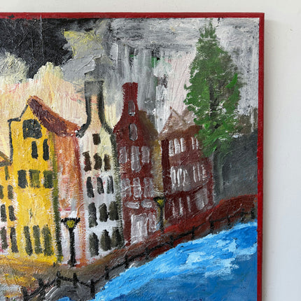 Marvelous Oil Painting Cityscape "Canal Houses" Fine Large Art Holland Art Shop