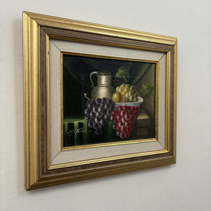 Expressive Still Life Oil Painting "Grapes Cluster" Elegant Small Artwork Holland Art Shop