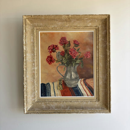 Handcrafted Floral Still Life Oil Painting "Rose Bouquet" Rustic Art Holland Art Shop