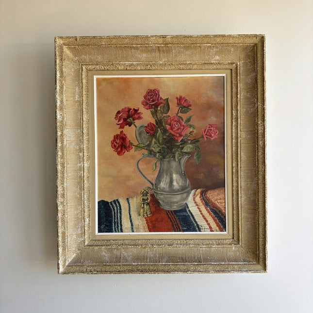 Handcrafted Floral Still Life Oil Painting "Rose Bouquet" Rustic Art Holland Art Shop