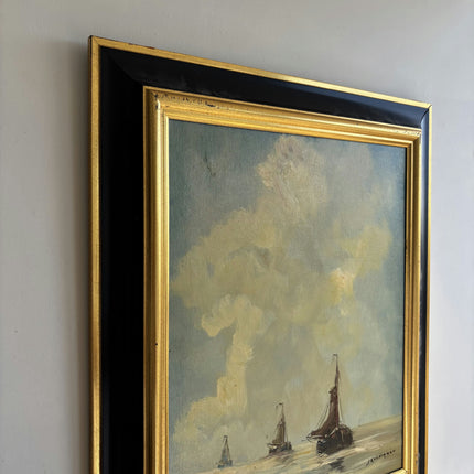 Refined Seascape Oil Painting "Sailing Boat" Authentic Dutch Art Holland Art Shop