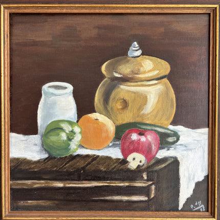 Rustic Still Life Oil Painting "Golden Jar" Expressive Small Art Holland Art Shop