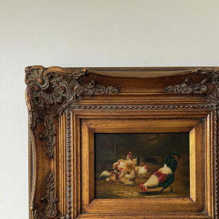 Wonderful Oil Painting Animals "Colorful Rooster" Authentic Small Artwork Holland Art Shop