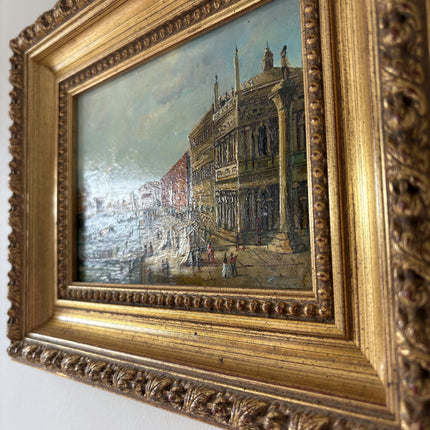 Refined Oil Painting Harbor Scene "Canal Scene" Wonderful Small Artwork Holland Art Shop
