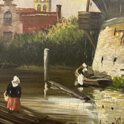 Timeless Landscape Oil Painting "Windmill Tower" Authentic Small Artwork Holland Art Shop