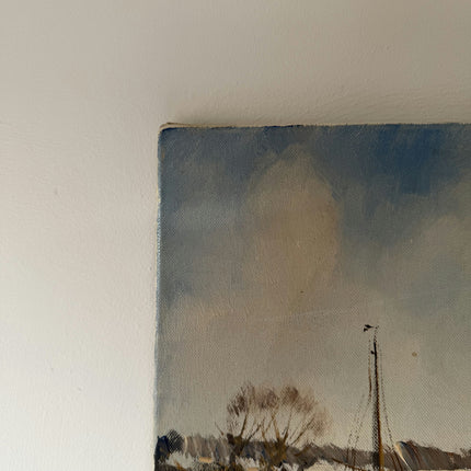 Refined Oil Painting Landscape "Red Roof House" Wonderful Small Art Holland Art Shop