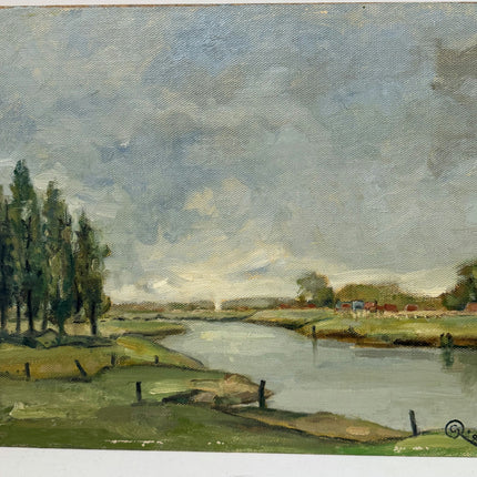 Original Landscape Oil Painting "River Bend" Handcrafted Art Holland Art Shop