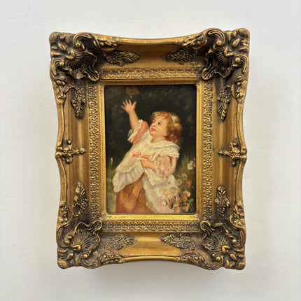 Antique Portrait Oil Painting "Gilded Frame" Original Small Art Holland Art Shop