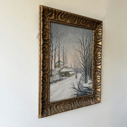 Original Winter Landscape Oil Painting "Snowy House" Authentic Art Holland Art Shop