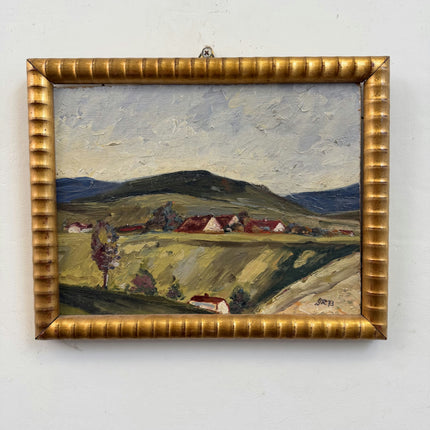 Rustic Landscape Oil Painting "Gilded Frame" Original Small Art Holland Art Shop