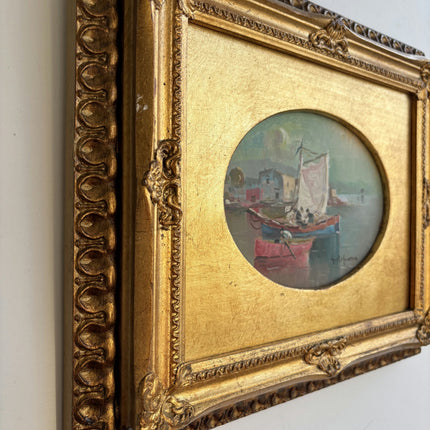 Timeless Harbor Scene Oil Painting "Gilded Frame" Classic Small Artwork Holland Art Shop