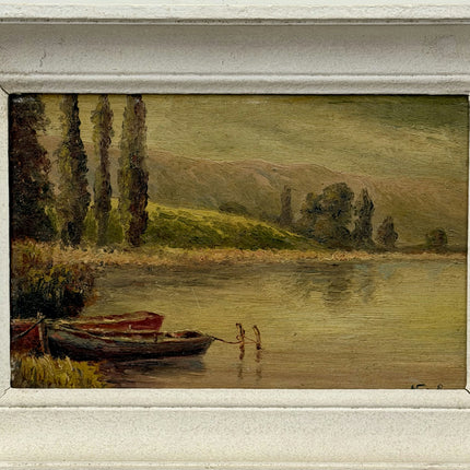 Expressive Landscape Oil Painting "Rowboat Shore" Authentic Small Art Holland Art Shop