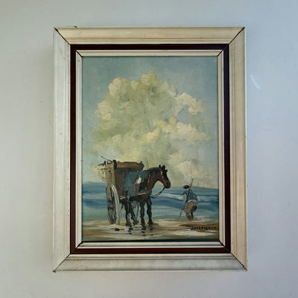 Detailed Seascape Oil Painting "Horse Cart" Traditional Art Holland Art Shop