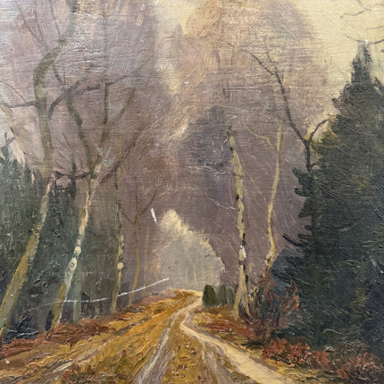 Elegant Landscape Oil Painting "Forest Road" Detailed Small Art Holland Art Shop