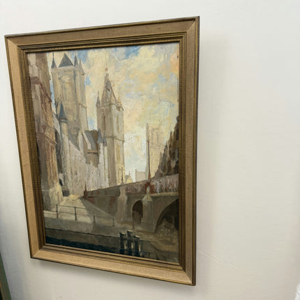Traditional Cityscape Oil Painting "Stone Bridge" Rustic Large Art Holland Art Shop